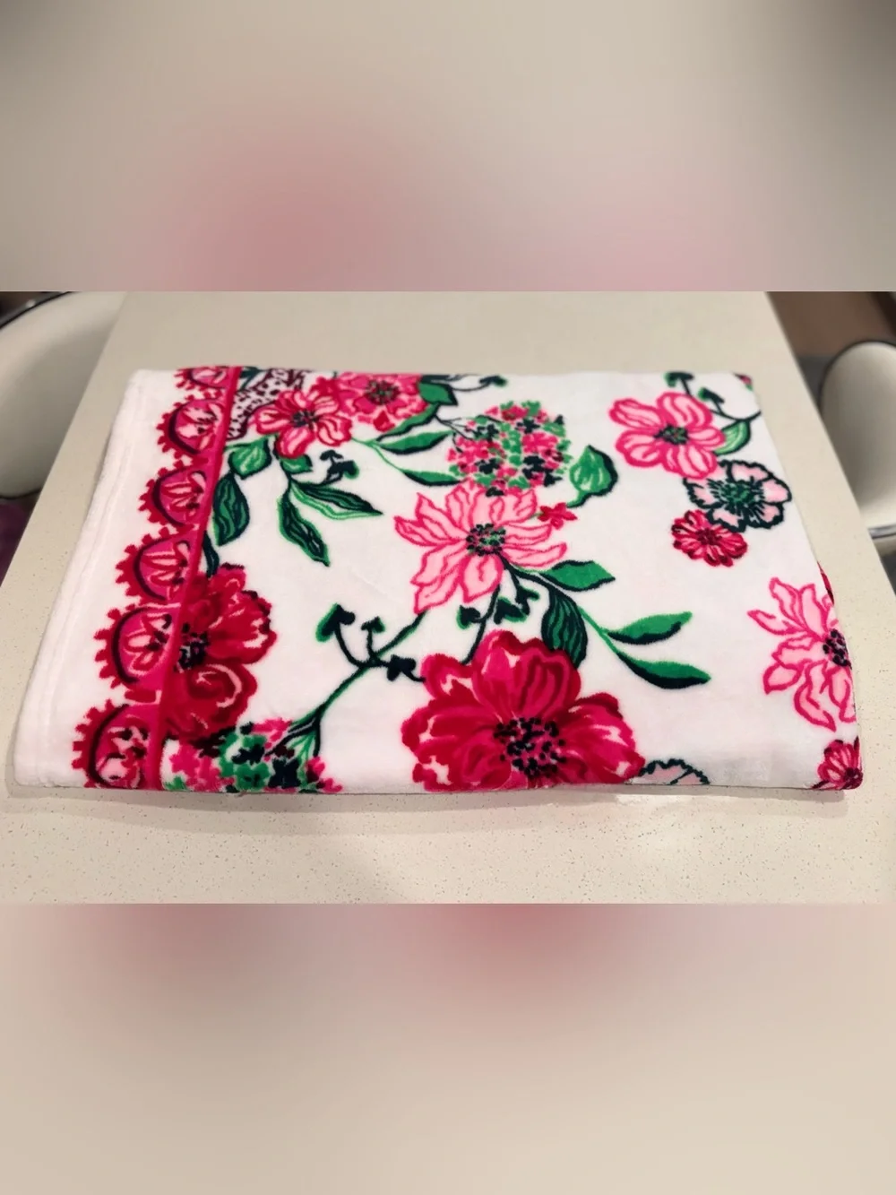 Lilly Pulitzer Plush Fleece Throw Blanket Floral Leopards Pink Green 47x63